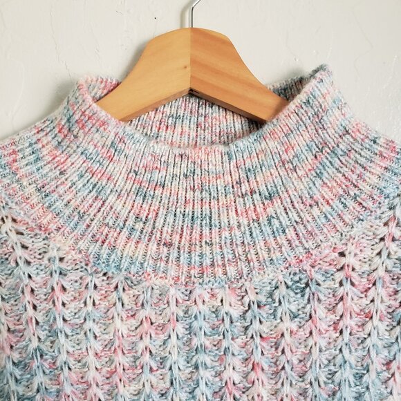 LC Lauren Conrad Knit Pastel Mock Neck Sweater Blue/Pink Sz Women's XXL Metallic - Picture 4 of 11
